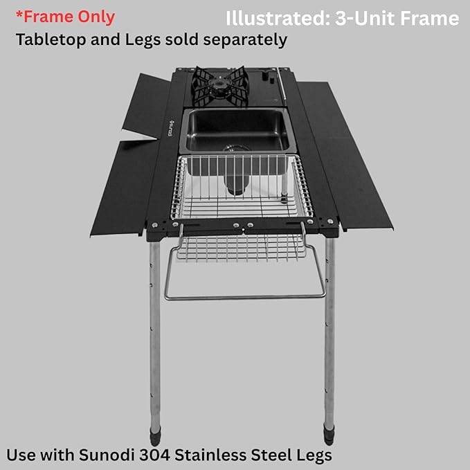 Folding IGT Outdoor Camping Table Frame with Carry Bag Modular Design IGT Compatible Lightweight Aluminum Alloy for Outdoor Cooking Car Camping Campground RV Picnic BBQ (Black 2-Unit)