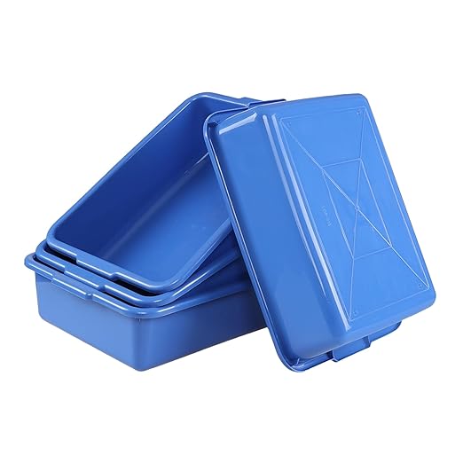 Commercial Products Standard Bus/Utility Box 4.6 Deep Kitchen Bus Tubs 4 Durable Blue Plastic Wash Basin/Dish Washing Tub for Restaurants or Catering Services