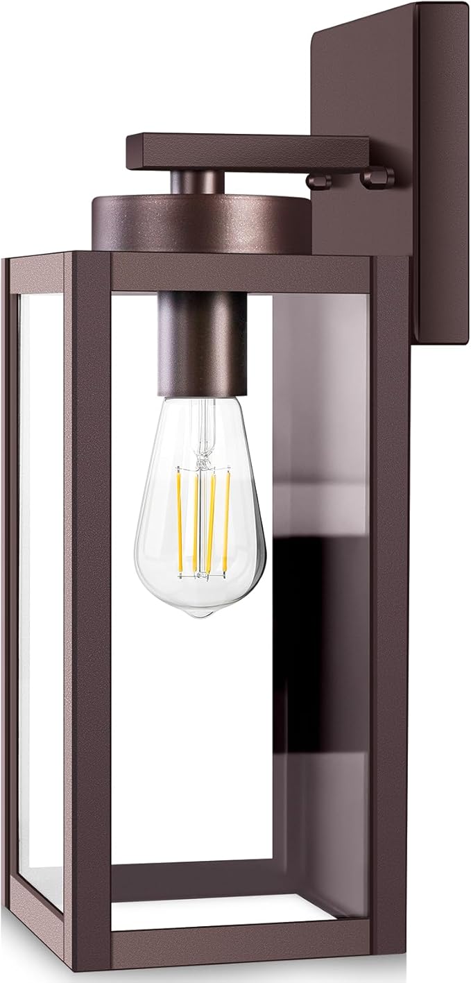BesLowe Outdoor Wall Light Fixtures Exterior Waterproof Wall Lanterns Brown Porch Sconces Wall Mounted Lighting with E26 Sockets &amp Glass Shades Modern Wall Lamps for Patio Front Door Entryway