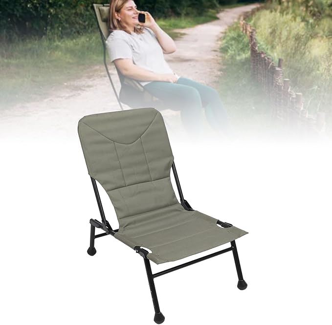 Alomejor Folding Chair with Cushion Adjustable Legs Camping Designed with Double Thread Sewing Techniques for Outdoor Fishing