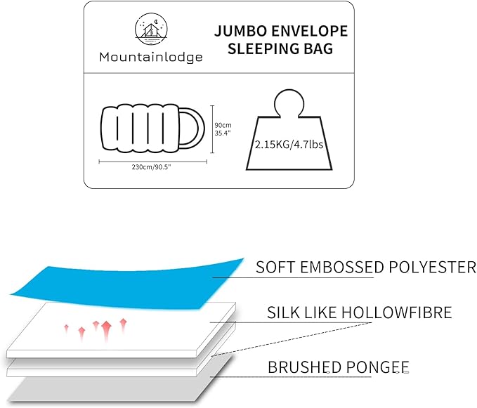 Jumbo Sleeping Bag for Adult&ampKidsCold&ampWarm Weather with Compression Sack and Water Resistant for Family CampingTravel and Car Camping
