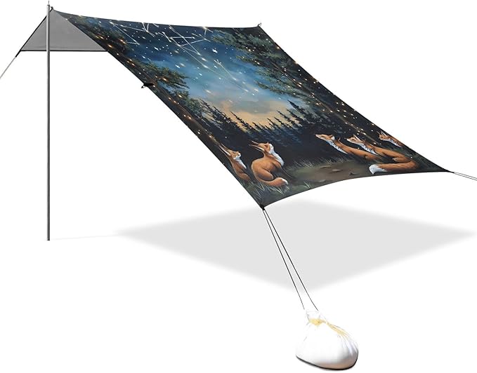 Bolaz Beach Canopy Tent Sun Shade9'×10.5' Large Family Beach Shade UPF50+- Outdoor Shade for Camping Trips FishingFoxs Star Sky