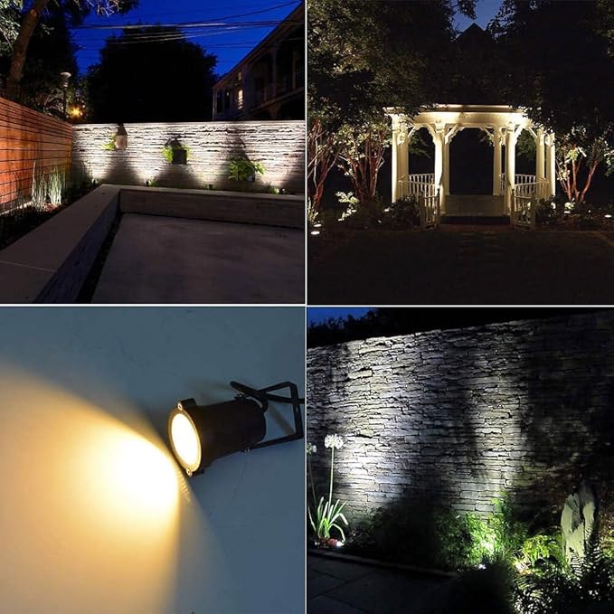 Romwish LED Landscape Spotlights 10W Outdoor Spotlights for Yard 3000K Warm White 120V AC Spot Light with Ground Spike Waterproof Landscape Lighting for House Garden Lawn Decorative (12Pack/10W)