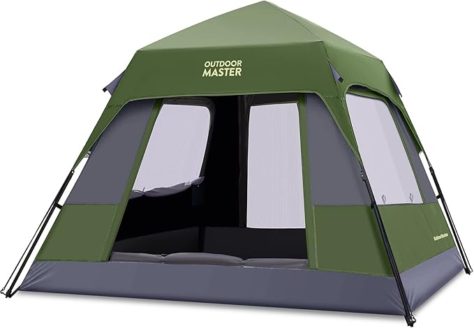 OutdoorMaster Updated Camping Tents 4/6 Person Camping Tent with Blackout Shelter Technology Easy Setup in 60 Seconds Weatherproof Pop Up Tent with Top Rainfly Instant Cabin Tent