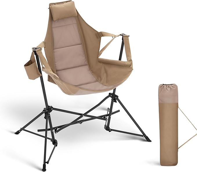 LET'S CAMP Hammock Camping Chair Lightweight Portable Outdoor Chair for Camping and Hiking Supports 300lbs Khaki