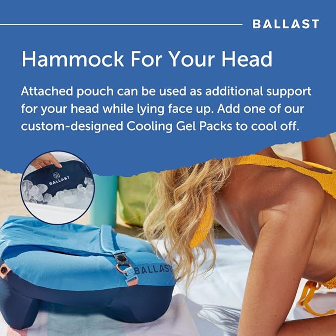 Ballast Travel Pillow PRO – Neck Pillow for Airplane Compact Inflatable Travel Pillow for Beach &amp Traveling Enjoy Relaxation Wherever You Go (Ocean Blue)