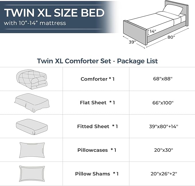 HEVUMYI Twin-XL Comforter Set - 5-Piece All Season Bed in a Bag Twin-XL Ultra Soft Bedding Set with Comforter Flat Sheet Fitted Sheet Pillowcases Pillow Shams Sage Green &amp Light Grey