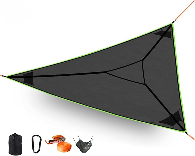 Triangle Hammock13ft Triangle Camping Hammock with 3 Ratchet Tie Down Straps and Storage Bag Max 800 LbsMulti Person Portable Hammock for Adults Kidsfor Travel Backyard Outdoor Garden Camping