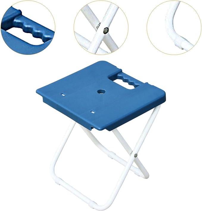 Foldable Stool Fishing Chair Multifunctional Easy to Carry Outdoor Portable Seat Train Seating Stool for Balcony Traveling Blue