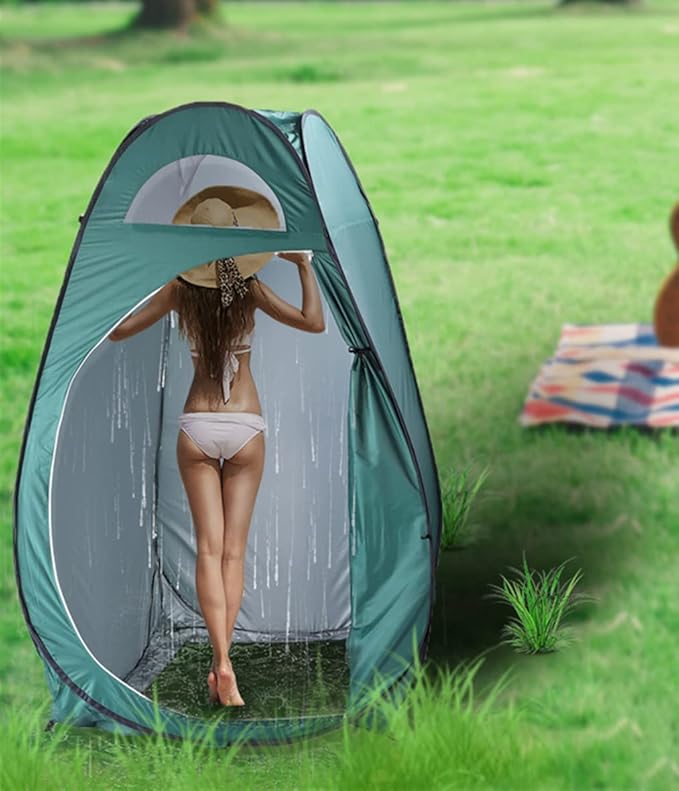 Camping Shower Tent Portable Outdoor Pop-up Toilet Dressing Fitting Room Privacy Shelter Tent Army Green (3.94 x 3.94 x 6.23)'