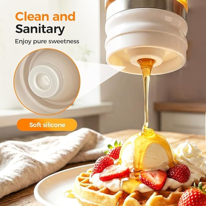 Mess Free Honey Dispenser 2026 Upgraded No Drip Honey Dispenser with Base Drip-Free Maple Syrup Container with Handle Seal Properly for Quantitative Honey Extraction Syrup and Jam (1)