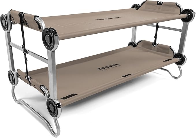 Disc-O-Bed Youth Double Cot Kid-O-Bunk Modular for Bunk Beds Dual Cots or Bench with 2 Carry Bags for Portable Transport