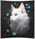 Camping Sun Shelters White Cat with Little Blue Flowers Beach Canopy 126 * 110.2in