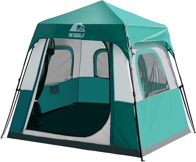 Hewolf Instant Tent for 4-6 Person Camping Waterproof Easy Pop Up Tent Sets Up in 60 Seconds for Family Outdoor Hiking &amp Backpacking with Carry Bag