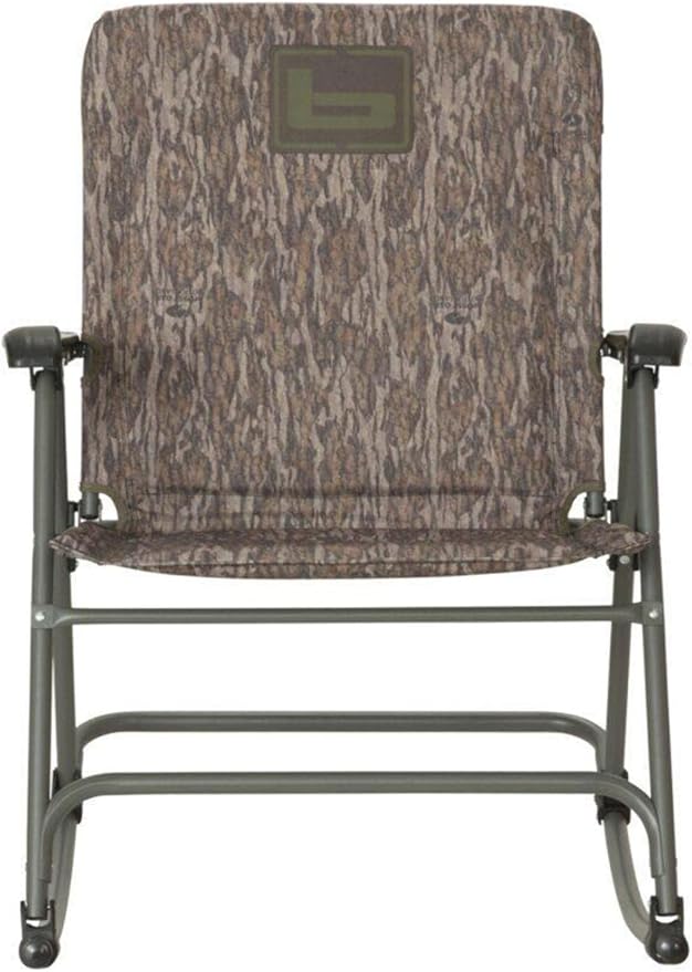 Banded Folding Rocking Chair | Lightweight Portable Weather-Resistant Extra-Wide Padded Outdoor Hunting &amp Camping Chair with Tubular Steel Frame &amp Armrests Bottomland