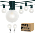 25FT G40 LED Frosted Outdoor String Lights Globe String Lights with 27 Edison Shatterproof Bulbs(2 Spare) Decorative Lights for Bedroom Bistro Café Wedding Warm White Green Wire