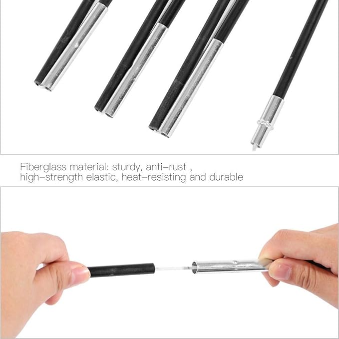 Alomejor Tent Pole Fiberglass Portable Awning Poles Foldable Support Rods for Hammocks Shelters Camping