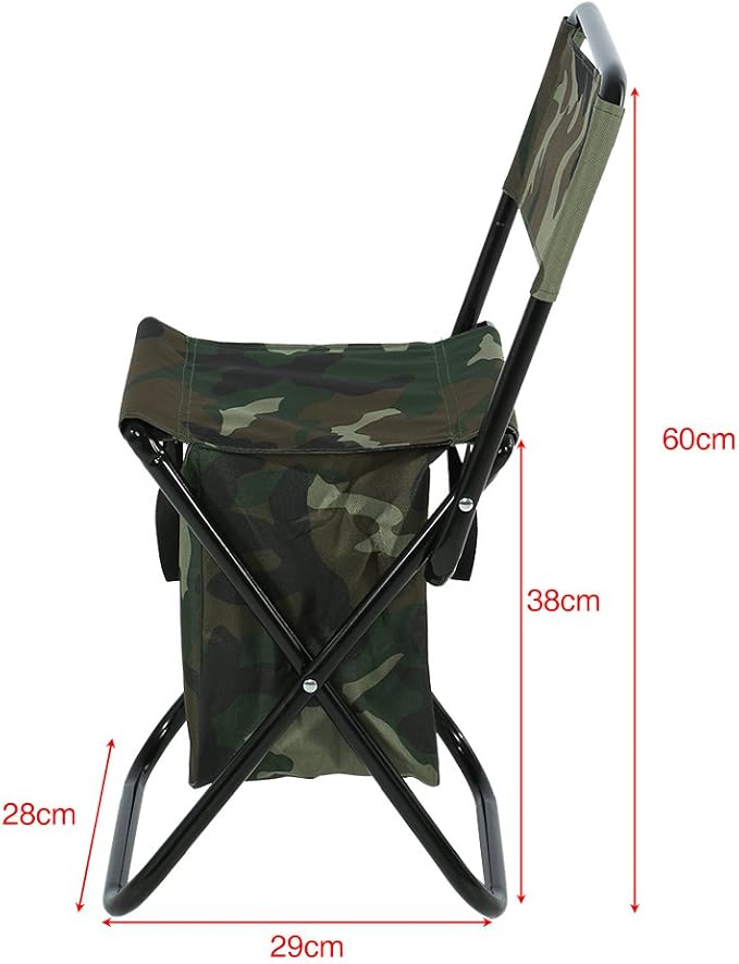 Drfeify Convenient Foldable Outdoor Camping Fishing Chair with Storage Bag Portable Folding Seat for Sports &amp Outdoor Activities
