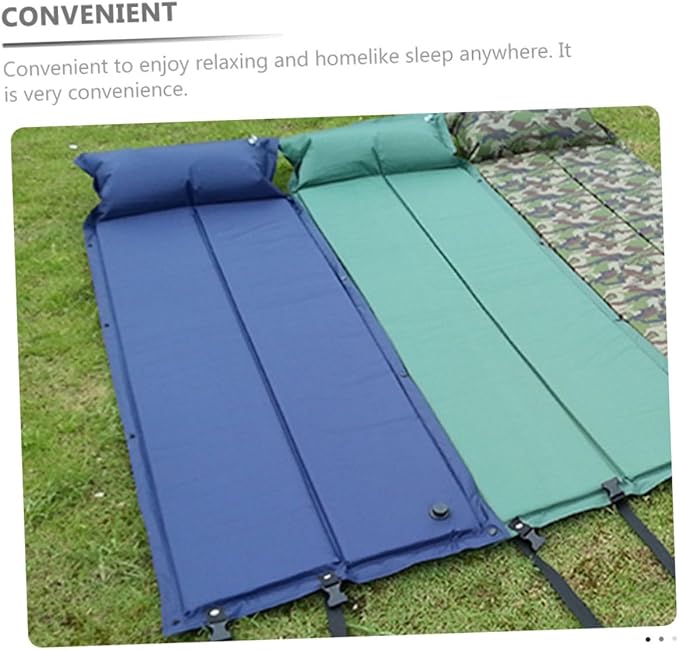 Wakauto Inflatable Camping Mat with Ergonomic Pillow Wear Resistant Sleeping Pad for Outdoor Camping and Hiking Lightweight Sleep Accessory for Backpacking and Tent Use