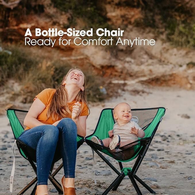 CLIQ Portable Camping Chair Version 1.0 - Lightweight Folding Chair for Camping - Supports 350 Lbs - Perfect for Outdoor Adventures - Moss