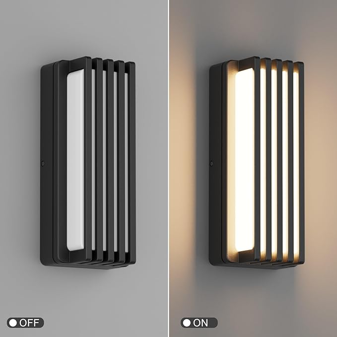 2 Pack Outdoor Modern LED Wall Lights Waterproof IP65 LED Exterior Lighting Fixtures Wall Mount 3000K Decorative Wall Sconce for House Outside Garage Porch Courtyard