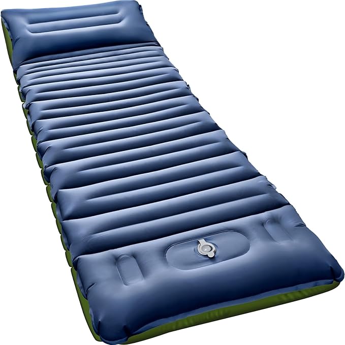 Sleeping Pad Ultralight Inflatable Sleeping Pad for Camping with Pillow &amp Pump Air Mattress Super Portable Great for Camping Gear Hiking Side or Lounging Sleeper (Blue)