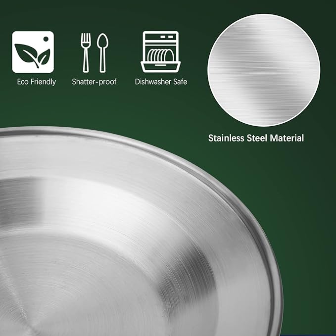 Stainless Steel Camping Cutlery Set - 8 Piece Includes Spoons Mugs Bowls Plates Rags &amp Organizer Straps - Easy to Carry for Backpacking Camping Hiking and Picnics