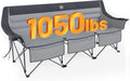 Timber Ridge 3 Person Camping Chair Supports to 1050lbs Portable Camp Couch Padded Camping Chairs Outdoor Oversized Folding Loveseat Perfect for Campsites Patio/Lawn Soccer Games Grey