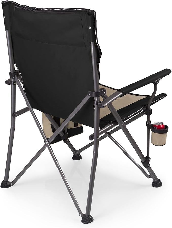 PICNIC TIME Big Bear XXL Folding Camping Chair with Insulated Cooler Oversized Portable Lawn Beach &amp Camp Chair with Cup Holder Storage Pocket Carry Bag 500 lb Capacity (Black)