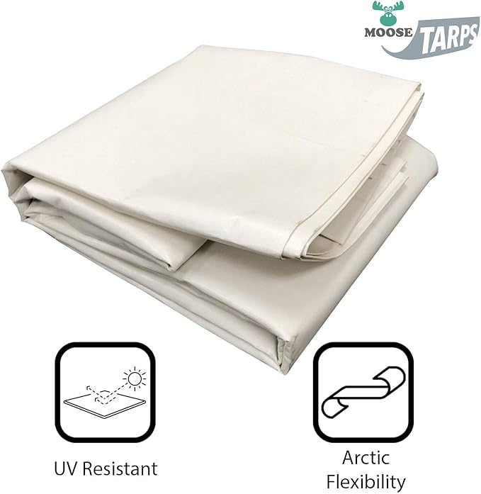 Heavy Duty Tarp 100% Waterproof 12mil Thick PVC Vinyl Tent Tarp for Camping Multi-Purpose Thick Protective Cover Weather Proof Heavy Duty UV Resistant 20 Feet x 40 Feet White