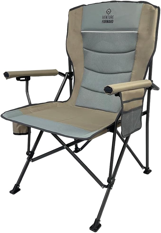 Heavy Duty Oversized Camping Chair - Supports up to 400 lbs - Perfect for Camping Lawn and Outdoor Activities - Folds Compactly into Included Carry Bag