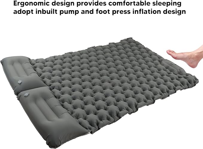 Sleeping PadCamping Sleeping PadDurable Air Bed CompactWater Proof Nylon Ergonomic Support Foot Press 60S Inflating Sleeping Mat for Outdoor Camping Backpacking(Gray)