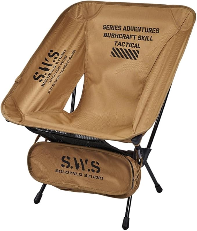 Camping Chair/Pocket Chair 2.4 LBS Portable Foldable Compact with Aluminum Alloy &amp Seat Pocket for Outdoor Camp Travel Beach Picnic Festival Supports 330LBS (Khaki)
