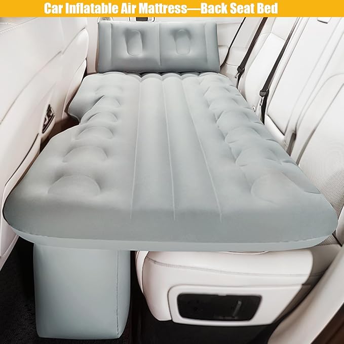 Car Back Seat Air Mattress Compatible with Ford Explorer XLT SUV 2010-2025 Inflatable SUV Mattress with Pillow Portable Travel Camping Sleeping Pad for CarGrey