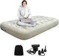 Twin Air Mattress with Fast Inflating Pump Blow up Mattress of Wave Flocked Top Durable Air Bed for Home Camping &amp Guests 8in Bed Height – 500lb Weight Capacity
