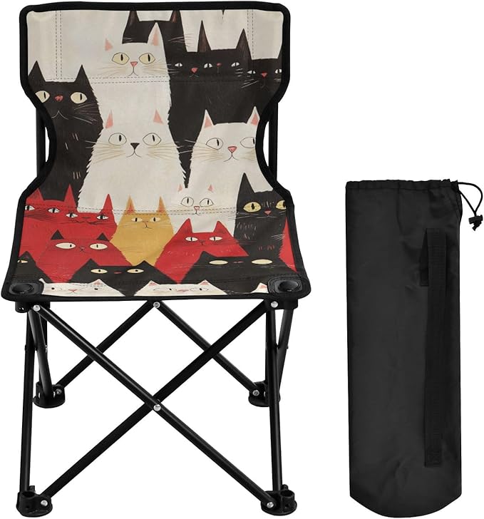 Funny Himalayancats Foldable Camp Chairs for Adults Ultra-Lightweight Beach Chair Includes Carry Bag Ice Fishing Chairs for Hiking Camp
