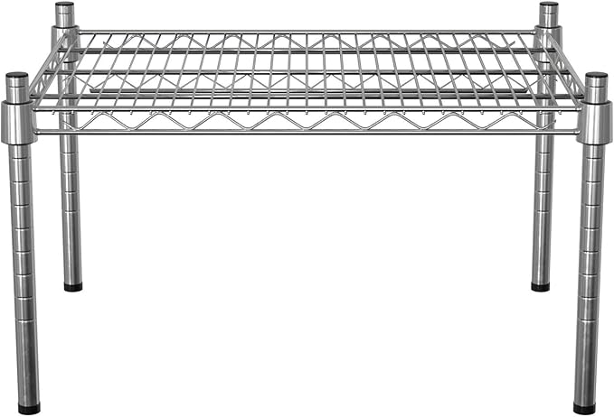 18 x 24 NSF Chrome Wire Stationary Dunnage Storage Rack with 14 Posts Ideal for Commercial Kitchen Home Garage Warehouse Shelters