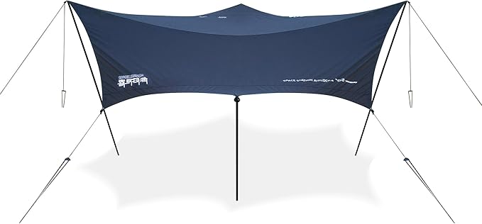 8-Point Cotton Camping Tarp with Iron Poles 210G Water-Repellent Fabric Roughly 15'5×14'9×7'6 UPF 50+ Sun Rain Shelter for Outdoor Travel Picnic