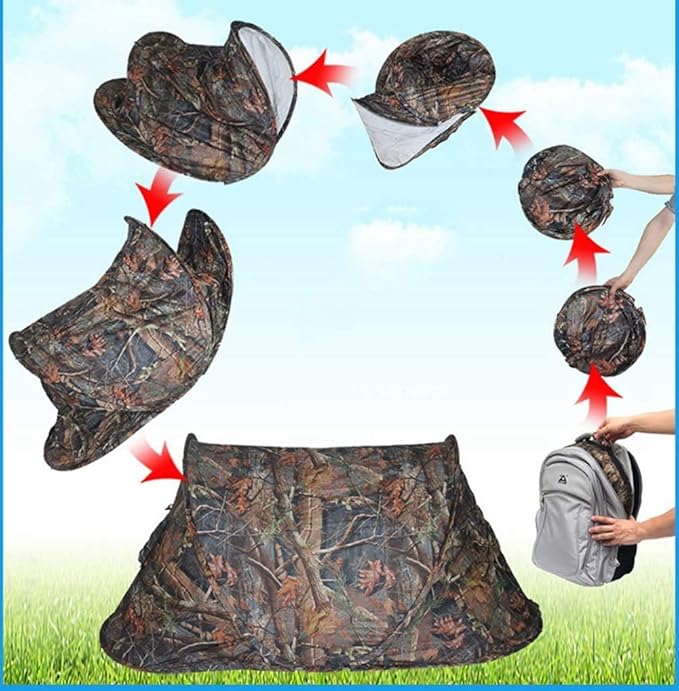 Portable Outdoor 2-Person Camouflage Camping Hiking Easy Installation Instant Pop-Up Tent Waterproof Ultra-Light Hiking Camping Hunting Fishing Pop-Up Tent