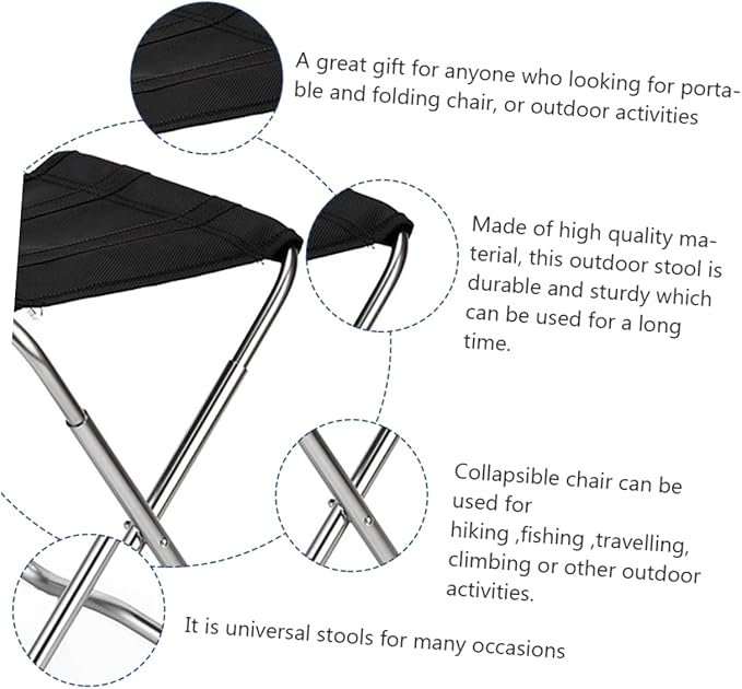 BESTOYARD Fishing Chair Portable Folding Camping Stool Easy Setup for Outdoor Hiking Beach BBQ Patio Garden Heavy Duty Bright for Night