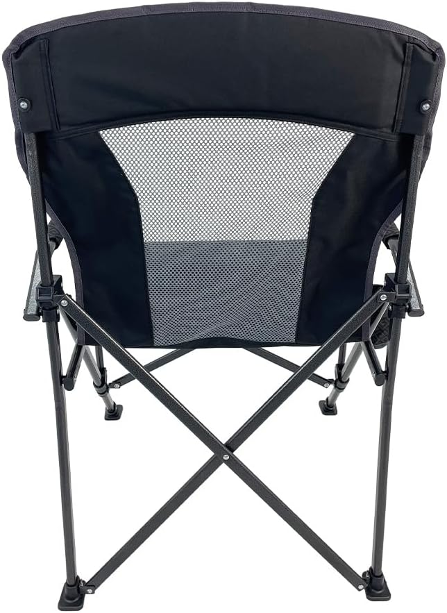Alpha Ventback Sport Chair – Portable Foldable Outdoor Camping Chair with Breathable Mesh Back Drink Holder &amp Carry Bag Lightweight Steel Frame 300 lb Capacity