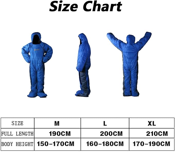 Wearable Sleeping Bag for Adults Indoor Outdor Lightweight Mummy Sleeping Bag Full Body Wearable Walkable Winter Emergency Heavy Duty Sleeping Bag