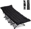 Outdoor Camping Cot for Sleeping Bed 330LBS Max Load Heavy-Duty Oxford Foliding Cots for Adults Portable with Mattress Carry Bag for Guest Travel Hiking (Black)