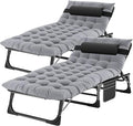 ABORON 5 Positions Camping Cots for AdultsOutdoor Folding Sleeping Cot/MatFolding Chaise Lounge Chair with PillowPortable Reclining Chair for Beach Lawn Camping PoolSunbathing Chairs
