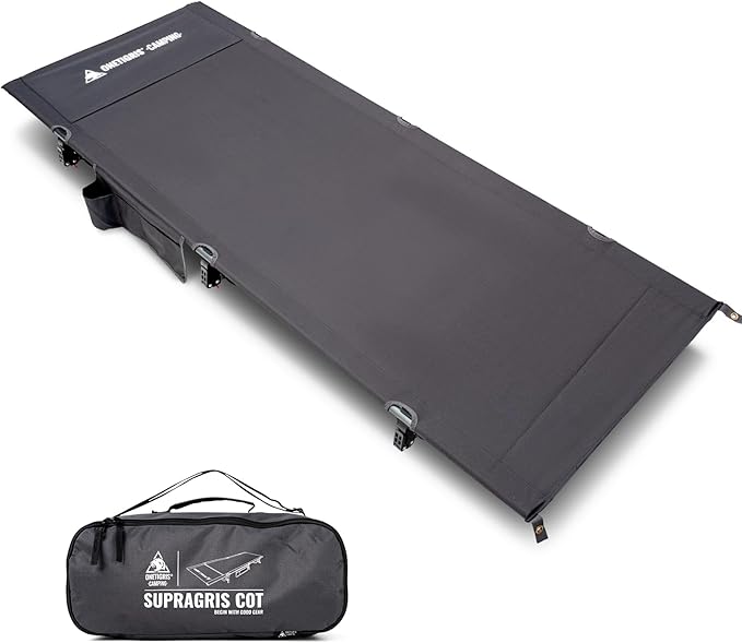 ONETIGRIS SUPRAGRIS Camping Cot Support Up to 400lbs Lightweight Comfortable Folding Bed for Camping Hiking Backpacking Travel Car Trips Office Nap (Gray)