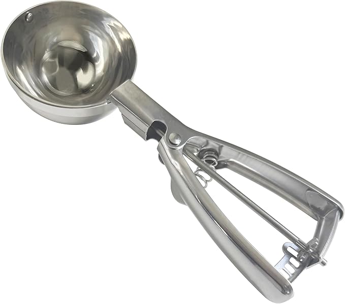ProScoop Exterior Sweeper No Drips Multipurpose Scooper 2/3 cup capacity 100% Stainless Steel used for Baking and Cooking Comfortable Grip with Trigger Release.
