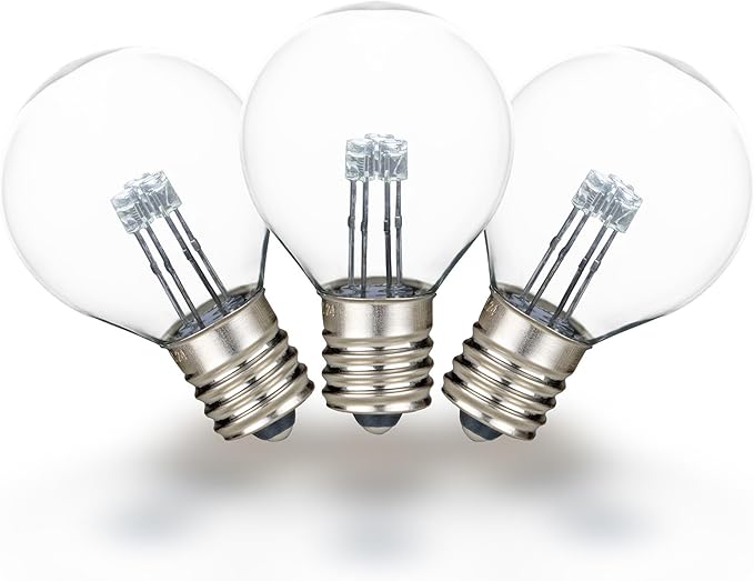 Novelty Lights 25 Pack G30 Glass LED Globe Bulbs String Light Replacement Bulbs E12 Candelabra Base Energy Efficient Outdoor Patio Lighting Pure White