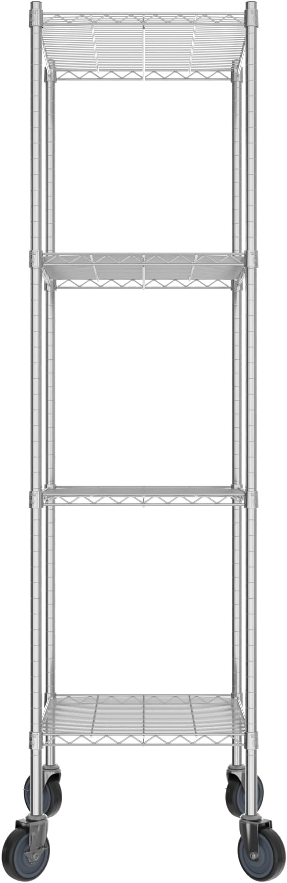 Commercial NSF Listed Chrome Mobile Wire Shelving Kit 21 x 24 x 80 with 4 Shelves Perfect for Warehouse Walk-in Refrigerator Freezer Grocery Store Restaurant Dishroom