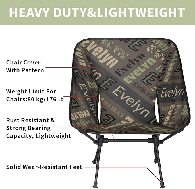 Custom Portable Camping Chair with Name Backpacking Chair Personalized Folding Chairs Compact Lightweight Outdoor Chairs for Hiking Camp Fishing