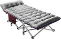 ABORON Folding Camping Cot W/Mat for Adults Heavy Duty Outdoor Bed with Carry Bag1200 D Layer Oxford Travel Camp Cots